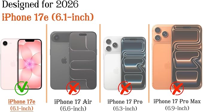 Magnetic for iPhone 17e Case Cute Stripes Phone Case, Shockproof Slim TPU and Hard PC Protective Phone Cover Compatible with MagSafe Designed for Women Girls, Red and Pink