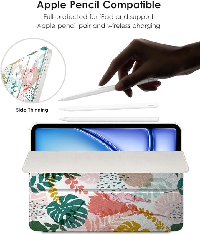 DTTO for iPad Pro 11 Inch 4th/3rd/2nd/1st Generation 2022/2021/2020/2018 Case, Also Fit iPad Air 11-Inch/5th/4th Gen, Slim Lightweight Trifold Stand Soft Back Cover，Auto Sleep/Wake,Parrot Tree