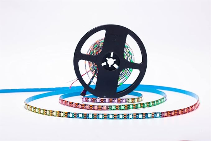 WS2812B LED Strip Individual Addressable Light 60Pixels/m SMD 5050 RGB Pixel Strip DC5V (16.4FT 300LEDS Waterproof IP65, Black PCB)