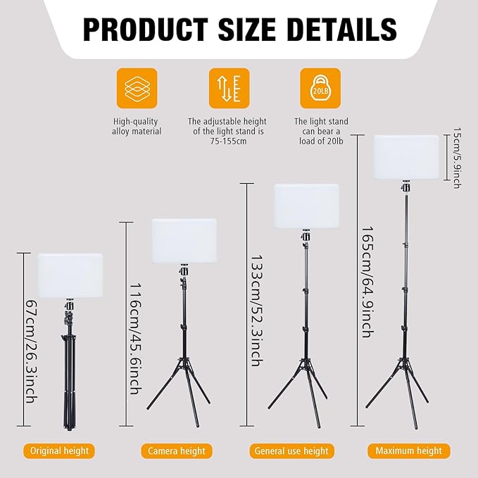 Light for Video Recording, Photography Lighting Kit Studio Lights with 6.5ft Stand, Phone Holder and Bag for TikTok, YouTube, Live Streaming, Podcast, Vlogging (LOMTAP)