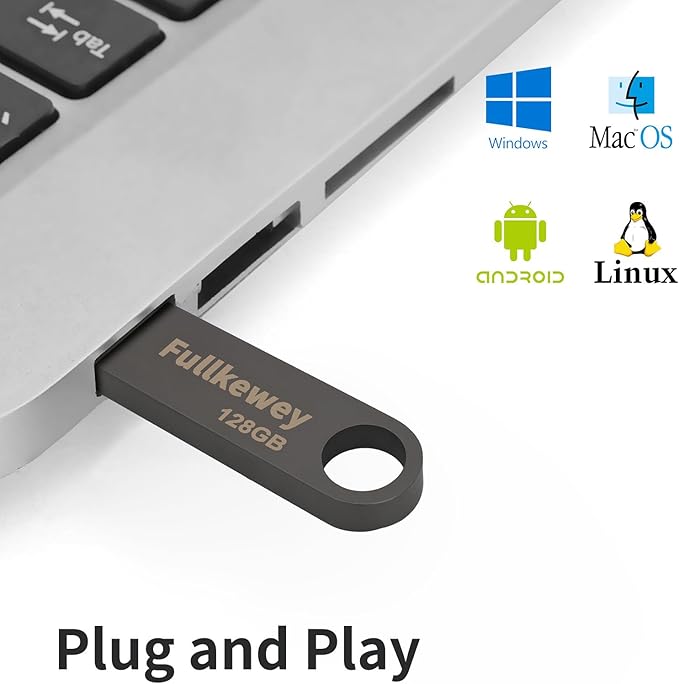 16G/32G/64G/128G Flash Drive, Fullkewey Sleek Metal USB 2.0, Metal Waterproof Compact Pen Drive,Thumb Drive, High Speed Memory Stick for PC Laptop Computer (Gunmetal Gray, 16, GB)