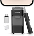 256GB Flash Drive[No App Required] Intended for Phone Tablet Androidphone and Computers, 4 in 1 Photo Stick for Phone Memory Storage Easily Backup Photos Videos（Black）