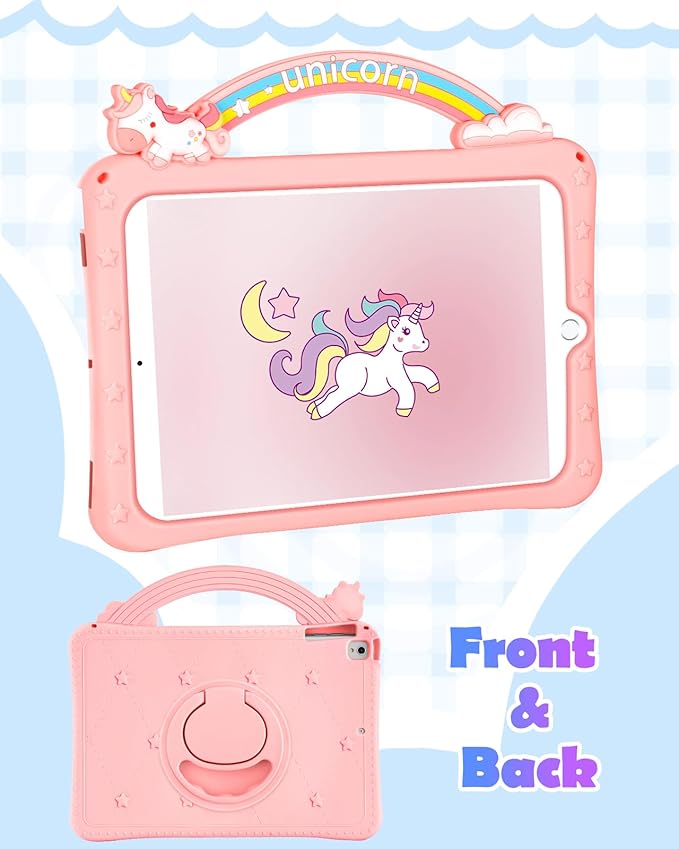 Wazzasoft for iPad Air 3rd Generation Case 2019, for iPad Pro 10.5 Inch Case 2017 - Girls Cute Girly Cartoon Kawaii Design Cover with Rotating Stand & Strap Silicone Funda for iPad Pro 10.5"/Air 3rd