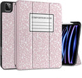 MEEgoodo for iPad Pro 12.9 Case M2 6th/5th/4th/3rd Generation 2022 2021 2020 2018 with Pencil Holder, Tablet Cover with Soft TPU Back Shell, Pink Composition Book