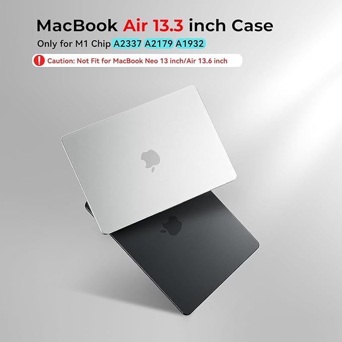 BlueSwan for MacBook Air 13.3 inch Case, 2020-2018 M1 A2337 A2179 A1932, Anti-Scratch Flexible Protective Laptop Cover with Grippy Matte Texture, Slim and Easy Installation, Frosted Black