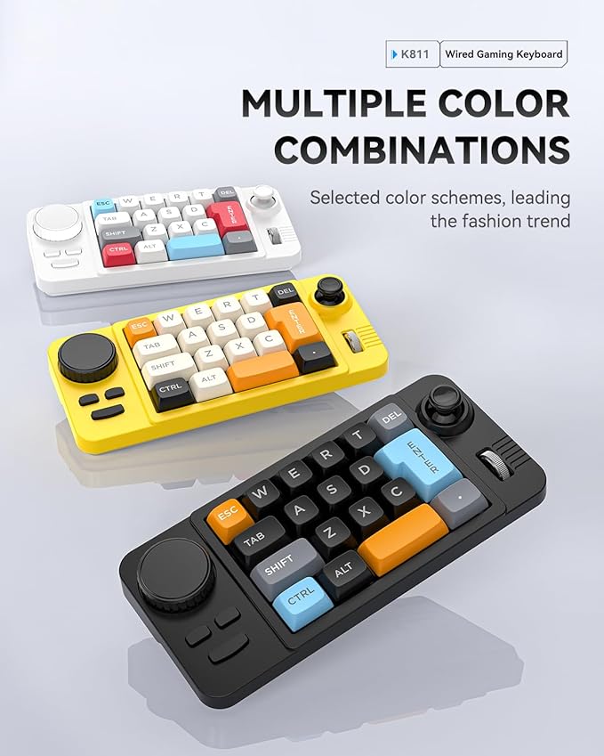 mini Mechanical Office/Gaming Keypad, Hot-Swappable Keys, Macro Programmable Web Driver, Backlit, Type-C Wired, With rollers, joystick, and dial for PC/window/Laptop and desktop computer (Black)