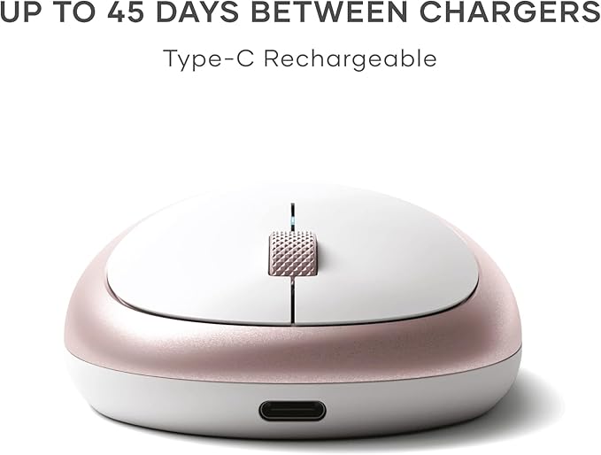 Satechi M1 Wireless Bluetooth Mouse, USB-C Rechargeable, Compact & Portable, for MacBook Air/Pro/Neo, iPad Air/Pro, iPad mini, Mac mini, iMac & Windows - Rose Gold