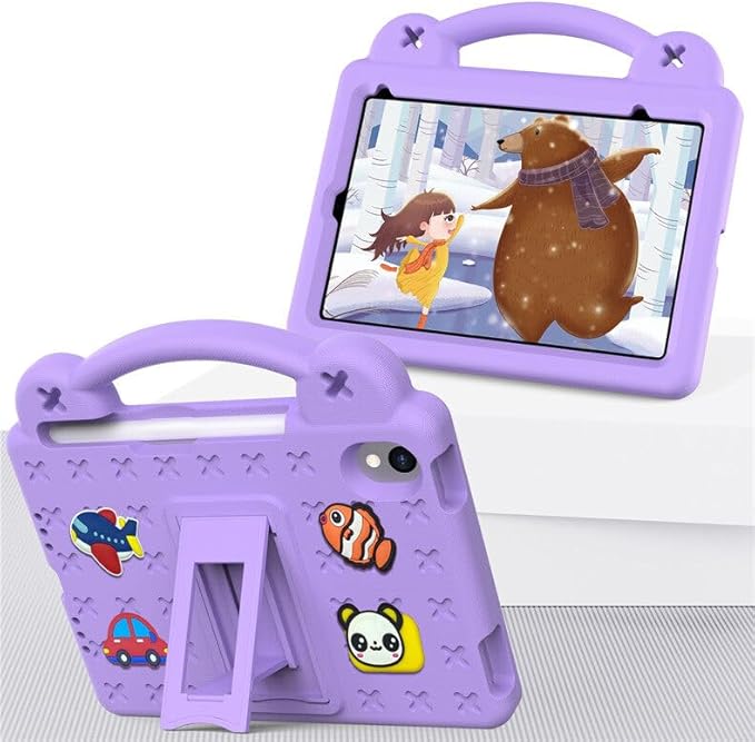 AKABEILA Compatible with Apple iPad Mini 6 2021 8.3 inch Tablet Case, Kids Friendly Universal Lightweight Shockproof Protective Case with Shoulder Strap & Stand Handle & Pen Tray Light Purple
