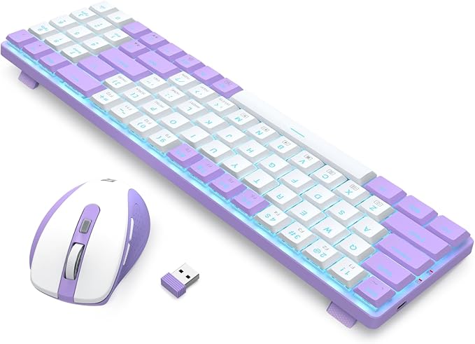 Redragon BS8773 Wireless Keyboard and Mouse Combo, 78 Keys 2.4Ghz Wireless Low-Profile Mechanical Red Switch Keyboard w/Slim Compact Design & Single Blue Backlit, Comfort Grip 2400 DPI Max Mouse