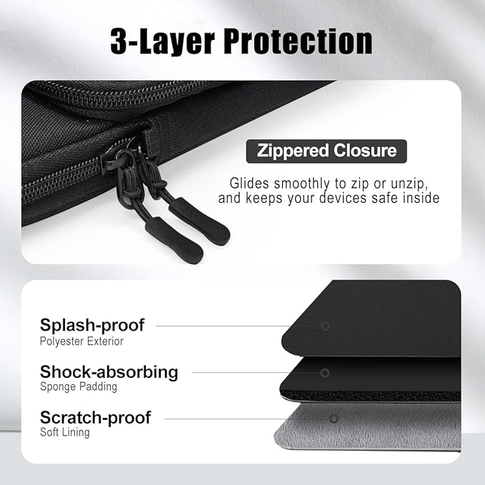 TiMOVO 13 Inch Tablet Sleeve with Shoulder Strap for iPad Air 13", iPad Pro 13"/ 12.9", Galaxy Tab S10 Plus/S10 FE+/FE Plus 12.4", Remarkable Paper Pro 11.8", Black