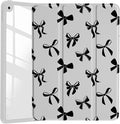 JOYLAND Cool Black Ribbon Bowknot Case for iPad Pro 12.9" 6th/5th/4th/3rd Generation (2022/2021/2020/2018),Clear Transparent Acrylic Hard Back Grey Case with Pencil Holder Trifold Stand Tablet Cover