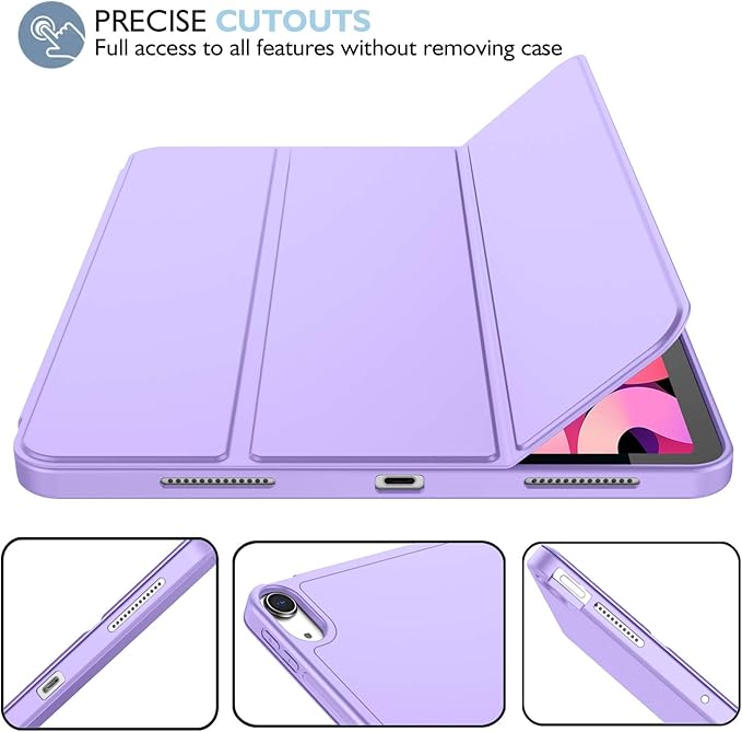 iMieet iPad Air 11 Inch Case M4/M3/M2(2026/2025/2024), iPad Air 5th/4th Generation Case 2022/2020 10.9 Inch with Pencil Holder,Trifold Stand Smart Case with Soft TPU Back(Clove Purple)