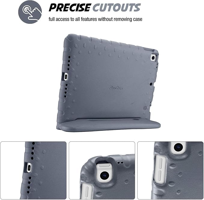ProCase Kids Case for iPad 9th Generation/iPad 8/iPad 7, iPad 10.2 Case 2021 2020 2019/iPad Air 10.5/iPad Pro 10.5 Kids Case, Shockproof Lightweight Case with Convertible Handle -Grey