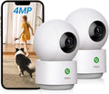 aosu 4MP Security Camera Indoor, 2.5K Baby Monitor Pet Camera 360° for Home Security, WiFi Camera with 5/2.4 GHz Wi-Fi, One-Touch Call, Smart Motion Tracking, IR Night Vision, Compatible with Alexa