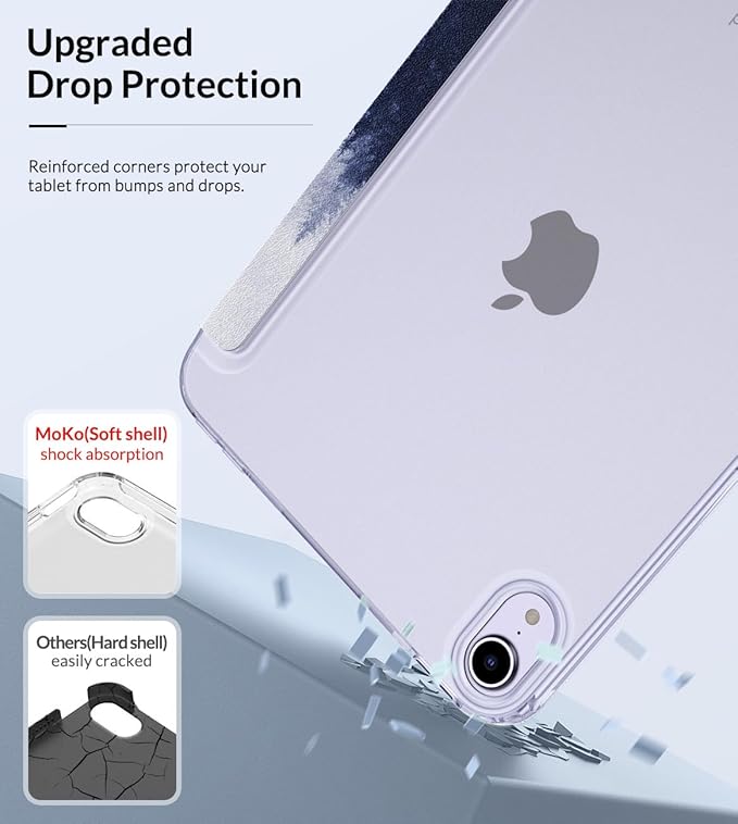 MoKo Case Fit New iPad mini 7 (A17 Pro) 2024, iPad mini 6th Generation Case 2021 (8.3-inch), iPad mini 6 Case, Soft TPU Translucent Frosted Back Cover Case for iPad mini 7th, Gray Forest