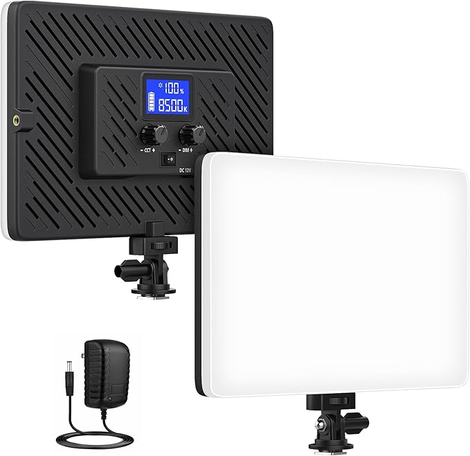 Led Video Light Panel, 20W Bi-Color Photography Lighting Kit with 4000mAh Battery, Dimmable 2500-8500K Conference Studio Light for YouTube/TikTok, AC Power Charger