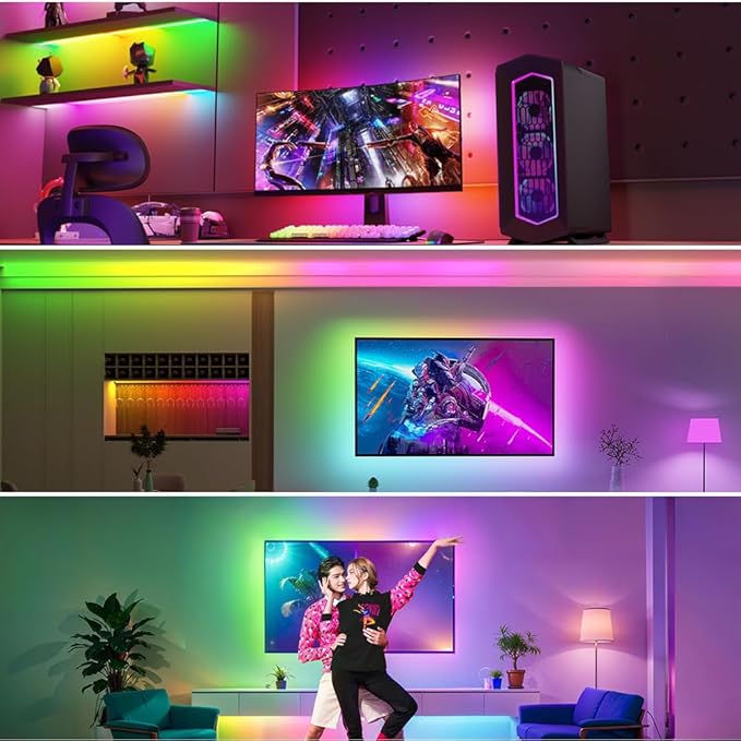 WS2812B IC RGB 5050SMD ECO Individual Addressable LED Strip Light, 16.4FT 300LED 60LED/m Flexible Full Color IP30 DC5V Black PCB for DIY Project (No Power Adapter or Controller)