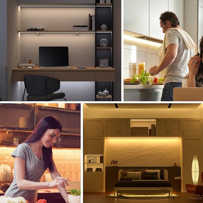 16.4FT COB LED Strip Light IP65 Waterproof DC12V 2700K Warm White Dimmable Strips, 320LEDs/m High Density Flexible Uniform Lights for DIY Home Decor, Cabinet, No Adapter/Controller
