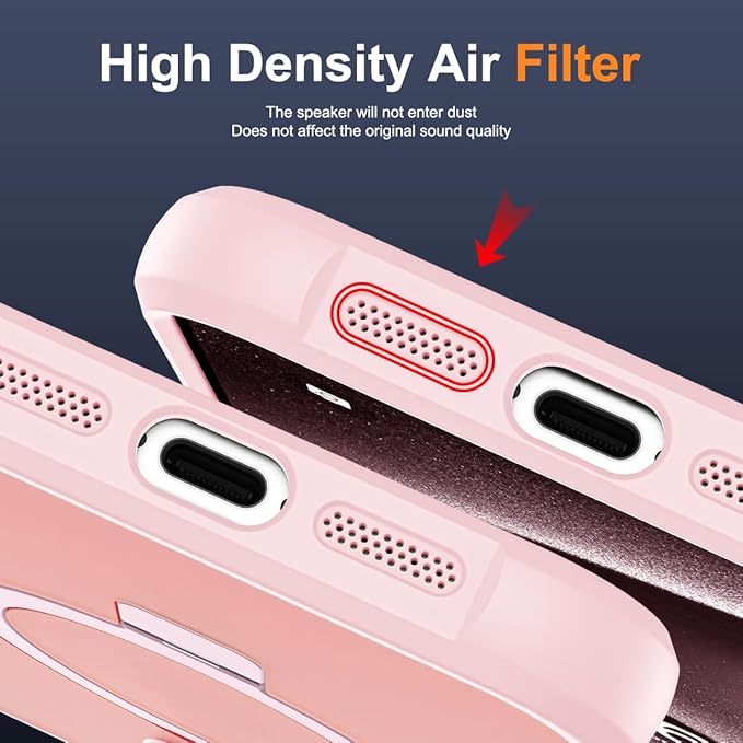 SKYLMW Compatible with iPhone 12 Pro Max Case & iPhone 13 Pro Max Case with Invisible Magnetic O-Ring Stand Translucent Phone Cases 6.7" [Compatible with Mag-Safe][Great Grip Feeling], Pink