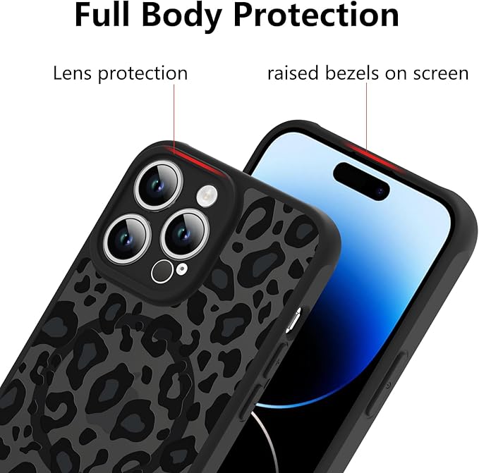 KANGHAR Case for iPhone 14 Pro Phone Case [Compatible with Magsafe] Leopard Printed Pattern Cute Cheetah Protective Magnetic Case for Girls Women Men 6.1"