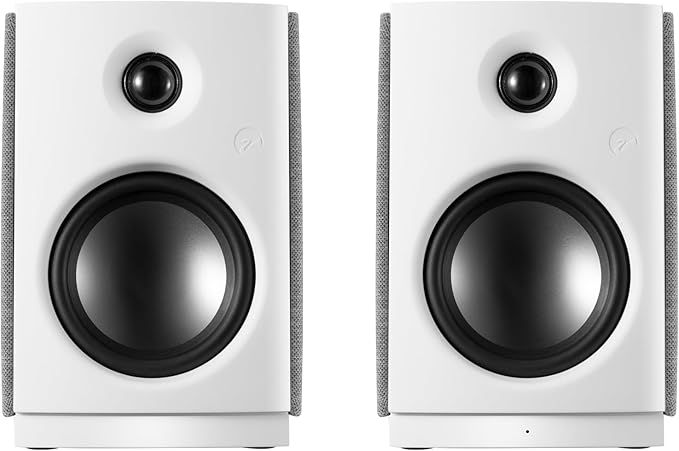 HiVi-Swans OS-10 HiFi Stereo Speakers, Bluetooth 5.0 Active Computer Bookshelf Speakers - 4'' Dynamic Woofer, Powered Desk Speakers 62w RMS with Touch Control for PC/Phone/TV - White