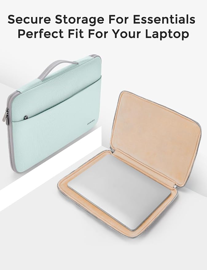 DOMISO 15.6 inch Laptop Case Sleeve Protective Cover Compatible with 16 inch MacBook Pro M4 M3 M2/Pro Max,15.6-16 inch HP Dell ASUS Lenovo Chromebook,Waterproof Computer Cases Bag,Mint Green