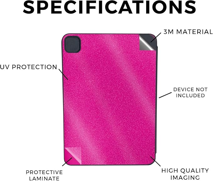 Glossy Glitter Skin Compatible with Apple Smart Folio for iPad Pro 11-inch (M4/M5) 2025 - Solid Hot Pink - Premium 3M Vinyl Protective Wrap Decal Cover | Crafted in The USA by MightySkins