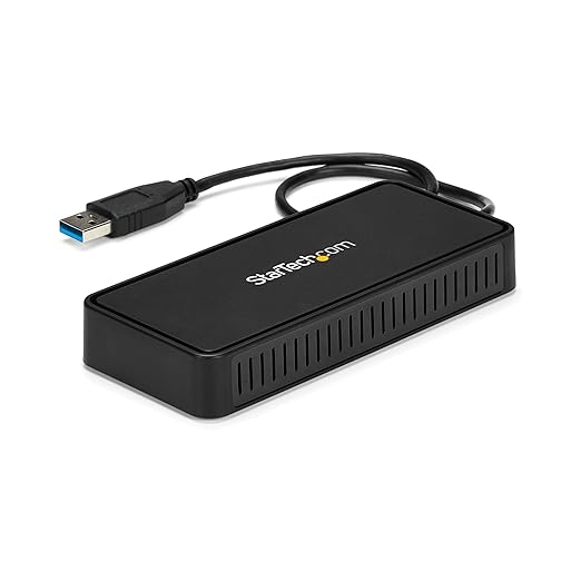 StarTech USB 3.0 Mini Dock, Dual DisplayPort 4K 60Hz Monitor Docking Station with Gigabit Ethernet Port, Portable DisplayLink USB-A Laptop Adapter, 1ft (30cm) cable - TAA