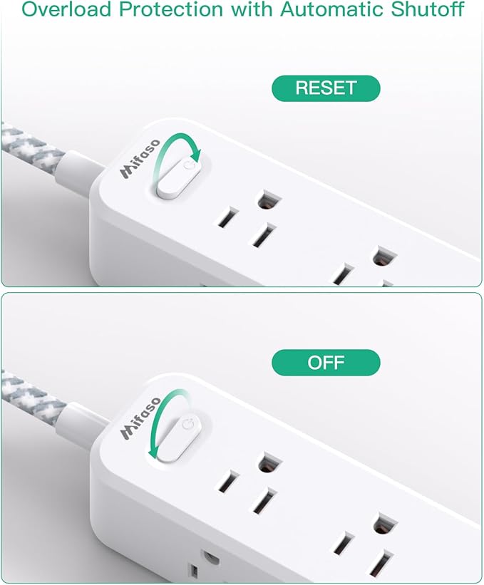 Mifaso Extension Cord, Surge Protector Power Strip, Long Power Strip with 9 Outlets 4 USB Ports, Extension Cord with Multiple Outlets, USB Power Strip for Dorm Room Essentials, College(15FT, White)