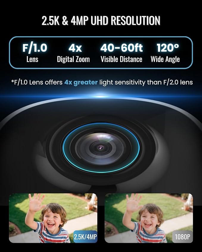 Security Cameras Wireless Outdoor, 2.5K WiFi Battery Powered Cameras for Home Security with AI Motion Detection, Color Night Vision, IP66 Weatherproof, 2-Way Audio, SD/Cloud Storage
