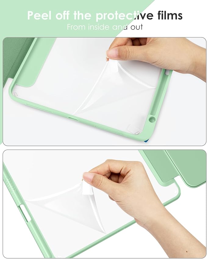 VIKESI for iPad Pro 11 Inch 4th/3rd/2nd/1st Generation Case, iPad Air 11-inch / 5th / 4th Generation Case with Clear Back,Pencil Holder,Auto Sleep/Wake,Camera Protection,Green