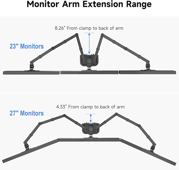 Suptek Hex LED LCD Monitor Stand up Desk Mount Extra Tall 31.5 inch Pole Heavy Duty Fully Adjustable Stand for 6 / Six Screens up to 27 inch (MD68126)