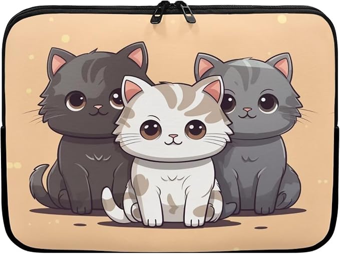 Cute Cat Laptop Sleeve for Women Teen Girls 17 inch Laptop Protector with Multiple Uses Lap Top Case Lightweight Computer Carrying Case Kawaii Tablet Bag for Daughters Brown