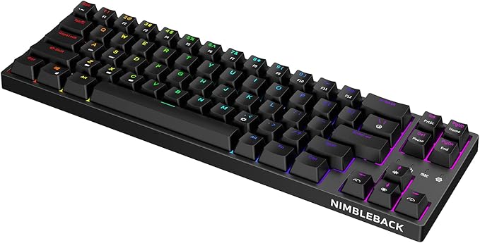LTC NB681 Nimbleback Wired 65% Mechanical Keyboard, RGB Backlit Ultra-Compact 68 Keys Gaming Keyboard with Hot-Swappable Switch and Stand-Alone Arrow/Control Keys (Hot Swappable Brown Switch, Black)