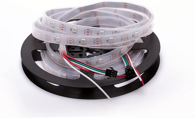WS2812B LED Strip Individual Addressable Light 30Pixels/m SMD 5050 RGB Pixel Strip DC5V (16.4FT 150LEDS Waterproof IP67, White PCB)