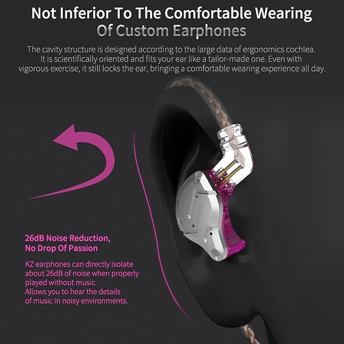KZ ZS10 Pro in Ear Monitor, 4BA+1DD Hybrid Driver IEM Earphones, HiFi Gaming Earbuds with Stainless Steel Faceplate, in Ear Headphone for Musician Audiophile (with Mic, Black)