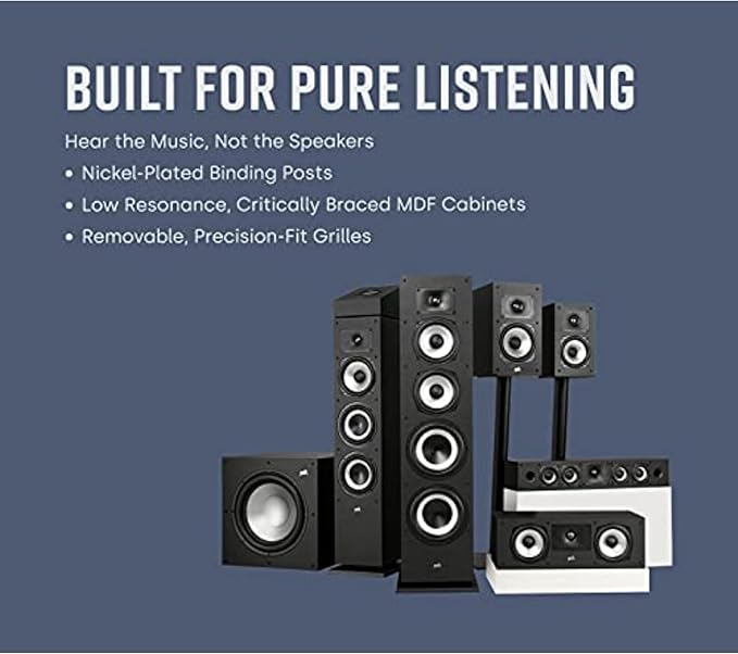 Polk Monitor XT70 Large Tower Speaker, Home Stereo Speakers, Hi-Res Audio, Dolby Atmos & DTS:X Compatible, 1" Tweeter, (2) 6.5" Balanced Woofers, (2) 8" Passive Radiators (Single, Midnight Black)