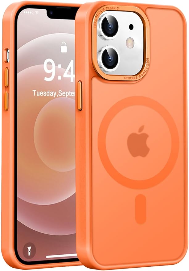 Newfuture Designed for iPhone 12 Case/iPhone 12 Pro Case with Magnetic [13 FT Military Drop Protection] [Compatible with Magsafe] Translucent Shockproof with Anti-Fingerprint Phone Case, Orange