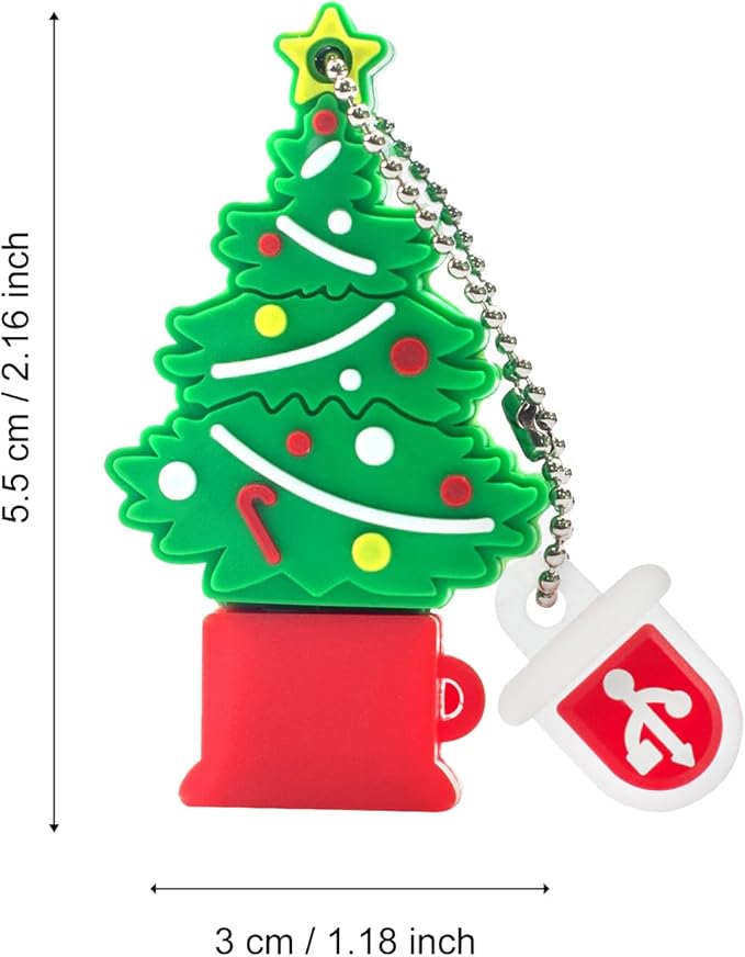 Christmas Tree Flash Drive 16GB, Gift USB Stick with Chain for Family,Kids,Friends,Students,Teacher Merry Christmas