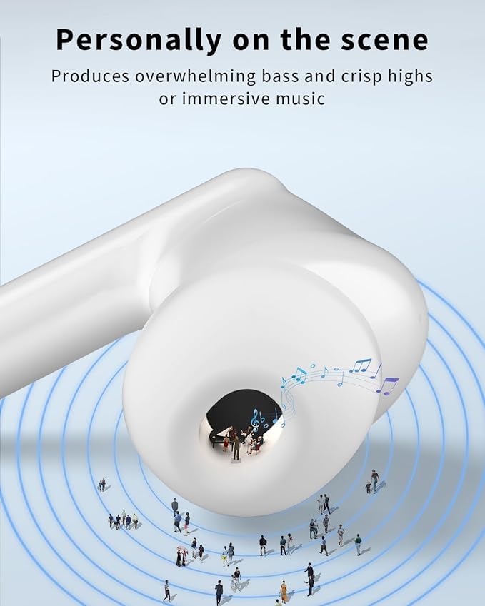 Wireless Earbuds, Bluetooth 5.4 Headphones with 50H Playback, Deep Bass Stereo Ear Buds Clear Calls with LED Power Display, IPX7 Waterproof, in-Ear Earphones with Mic for Phone/Android/iPad, Rose Gold