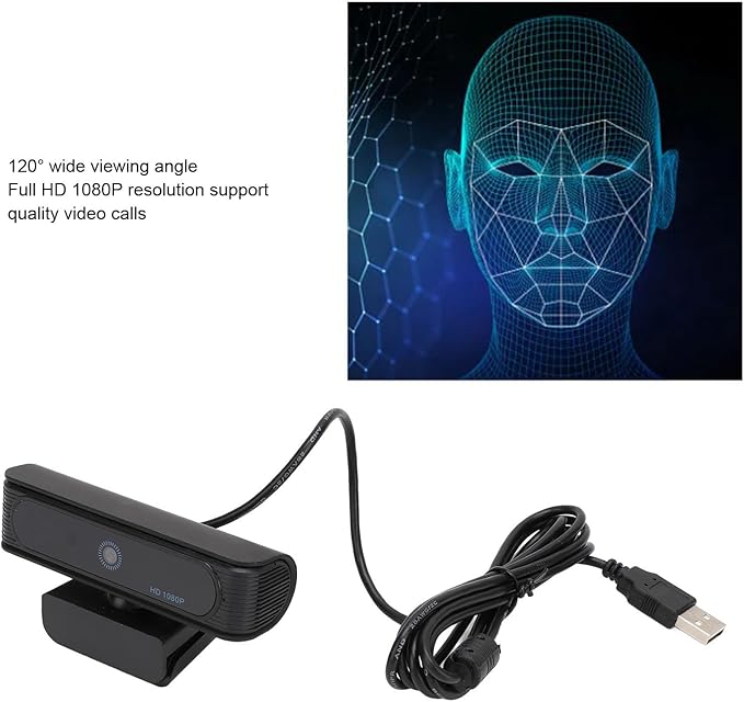 4K Webcam for PC, IR Recognition Camera with Full HD Wide Angle Lens, 1080p HD Video Conferencing Camera for Computer Laptop, Compatible with 10 and 11