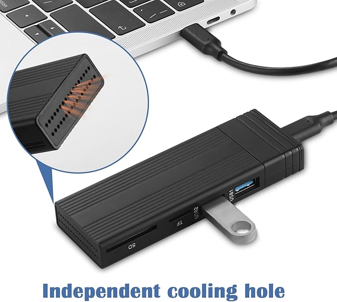 Fanblack 2 in 1 M.2 NVMe SSD Enclosure Adapter Tool-Free, USB 3.2 Gen 2 10Gbps HDD Adapter MKey(B+M Key) SSD Reader, with 2 Port USB Type-A and SD/TF Cardread, Support UASP Trim for 2242/2260/2280