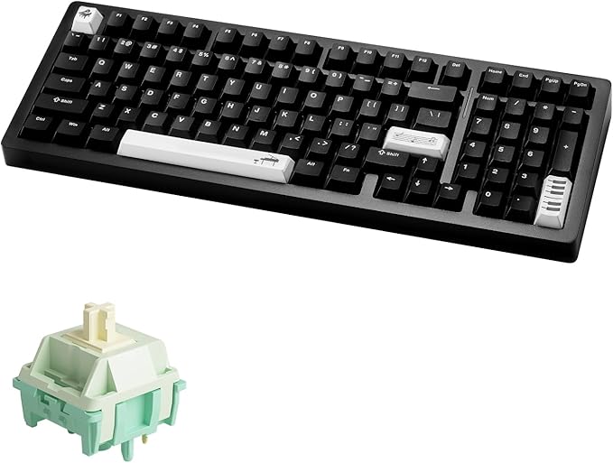 MONSGEEK M2 V5 VIA Aluminum Mechanical Keyboard Quick Release Tri-Mode Gaming Keyboard with 8000 mAh RGB Hot-swappable Black Piano, Pre-lubed Cilantro Switch