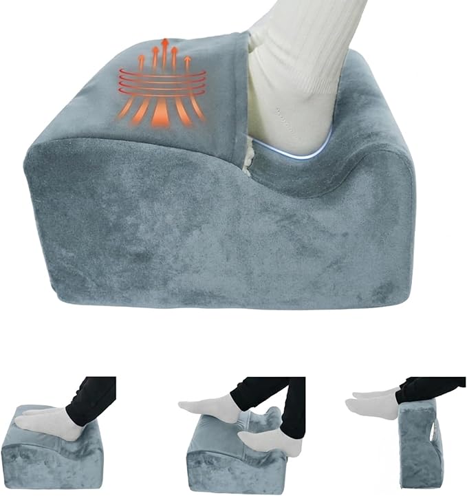 Foot Rest for Under Desk At Work,Ergonomically Designed Home Footrest with Warm Feet Pocket,Comfort Foam Foot Stool Used As A Foot Or Leg Elevator Under Desks,Office Chairs & Sofas or Couch - Grey