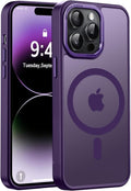 Newfuture Designed for iPhone 14 Pro Max Case with Magnetic [13 FT Military Drop Protection] [Compatible with Magsafe] Slim Translucent Matte Shockproof with Anti-Fingerprint Phone Case, Deep Purple