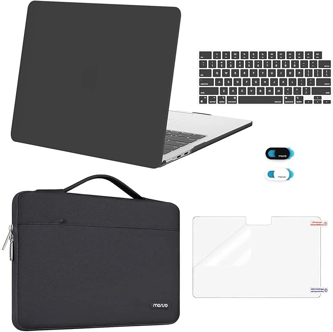 MOSISO Compatible with MacBook Air 13 inch Case M5 2026 M4 2025 M3 M2 2024-2022 A3449 A3240 A3113 A2681,Hard Shell&Sleeve Bag&Keyboard Skin&Webcam Cover&ScreenFilm for MacBook Air 13.6, Slate Gray