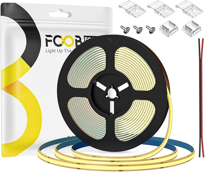 16.4FT COB LED Strip Lights Waterproof IP65 Dimmable Warm White 2700K Strips 320LEDs/m Adhesive DC24V Flexible Cuttable Strip Lights for DIY Home Decor, Cabinet (No Adapter or Controller)