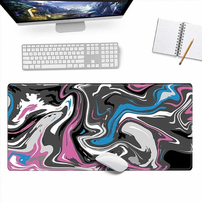 Rcege Large Mouse Pad for Desk - Gaming Mouse Pad with Stitched Edges, Anti-Slip Base for Keyboard and Mouse(Abstract Purple, 23.6L x 11.8W inches)