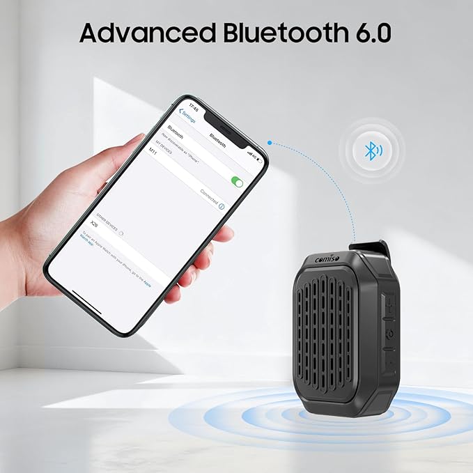 comiso Wearable Bluetooth Speakers, Clip-On Portable Mini Bluetooth Speaker with Built-in Mic for Hands-Free Music and Calls, Waterproof Up to 10 Hours Playtime, Small Wearable Clip On (Non-Magnetic)