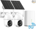 Aume 4MP Solar Security Cameras Wireless Outdoor (2-cam-kit), No Subscription Required, Color Night Vision, 360° PTZ Viewing, Instant Alerts, Support 2.4Ghz &5Ghz WiFi Home Security System for House